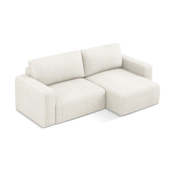 Кремав сгъваем/с място за съхранение ъглов диван от рипсено кадифе (десен ъгъл) Kona – Makamii-image-3