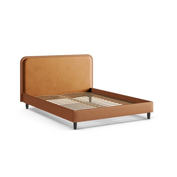 Оранжево тапицирано двойно легло с включена подматрачна рамка 160x200 cm Aveline – Micadoni -image-2