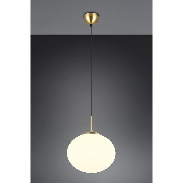 Бяло и златисто висящо осветително тяло със стъклен абажур ø 30 cm Fomento – Trio-image-1