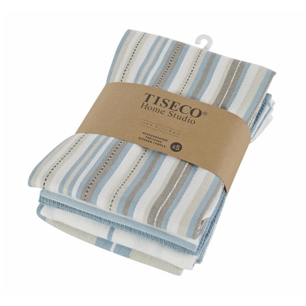 Комплект от 5 сини памучни кърпи , 50 x 70 cm - Tiseco Home Studio