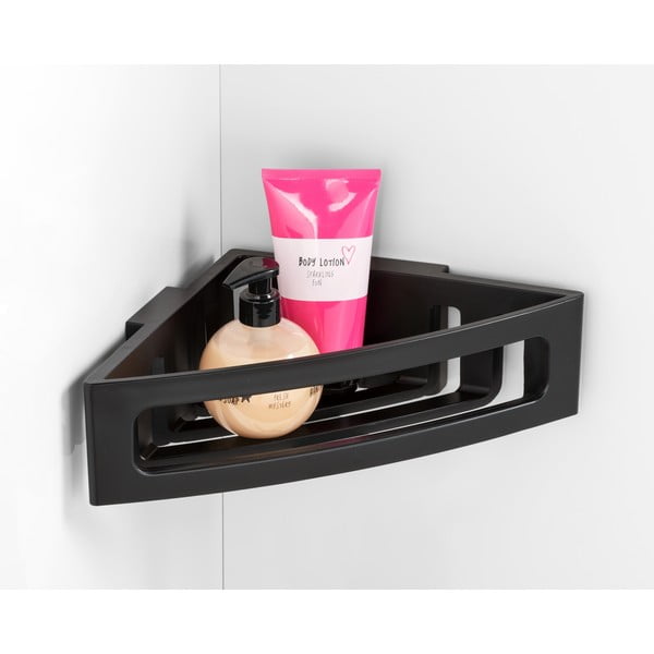 Черен ъглов самоносещ пластмасов рафт за баня Bralia - Wenko-image-4