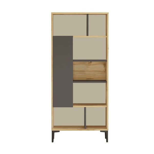 Сив/естествен шкаф за книги 72x163 cm Eugene - Kalune Design