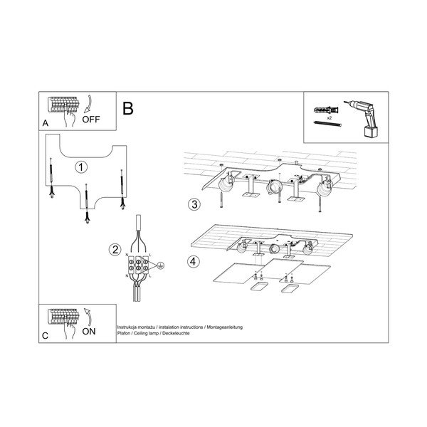 Бяло осветително тяло за таван със стъклен абажур 42x40 cm Veronica – Sollux-image-2