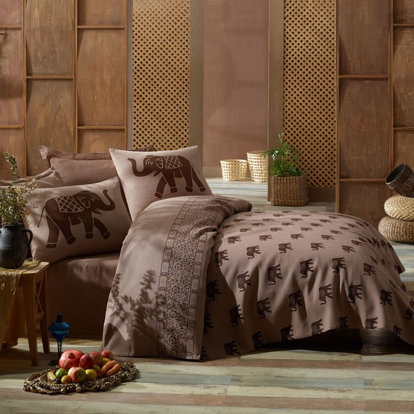 Памучна покривка за двойно легло с калъфки за възглавници и чаршаф Fil, 200 x 235 cm Pique - Mijolnir