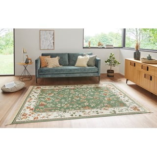 Килим от вискоза в зелено и кремаво 135x195 cm Oriental – Nouristan