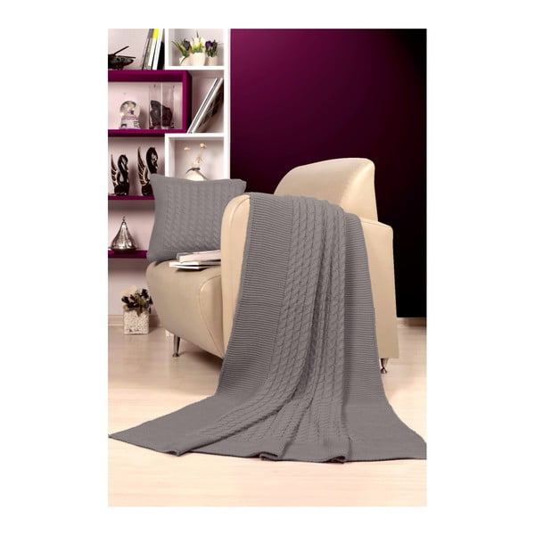 Комплект сиво покривало и възглавници Комплект одеяла Tricot Sultan - Kate Louise