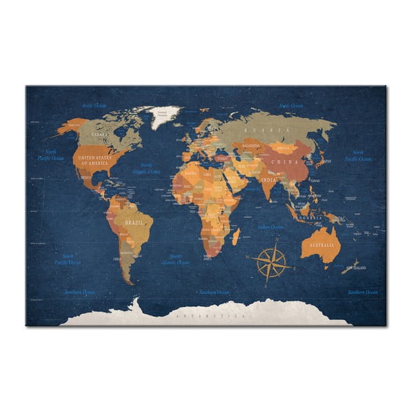 Bimago Карта на света за стена , 90 x 60 cm Ink Oceans - Artgeist