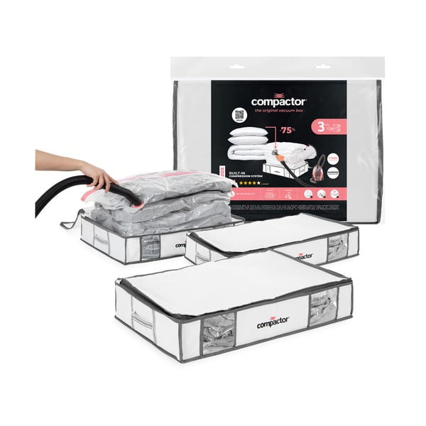 Вакуумни подсилени текстилни кутии за съхранение на дрехи в комплект 3 бр. 45x65x15,5 cm Life – Compactor