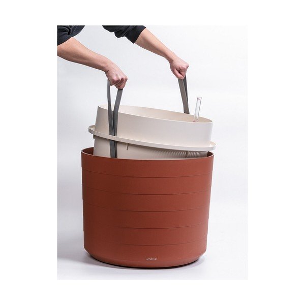 Кафяво-червена саксия със самопочистваща се вода Berberis, ø 55 cm - Plastia-image-3