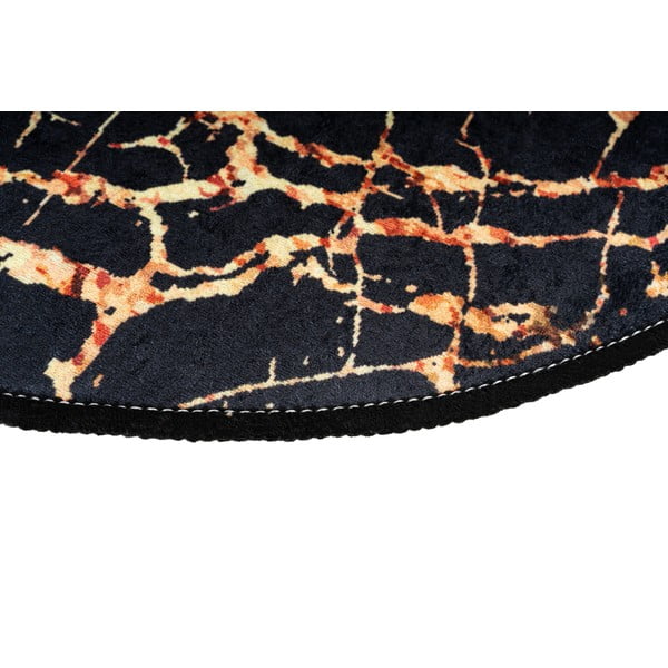 Комплект от 2 черни овални килима за баня Златен мрамор - Foutastic-image-3