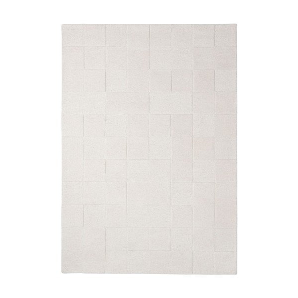 Ръчно изработен вълнен килим в цвят слонова кост 120x170 cm Checkerboard – Flair Rugs