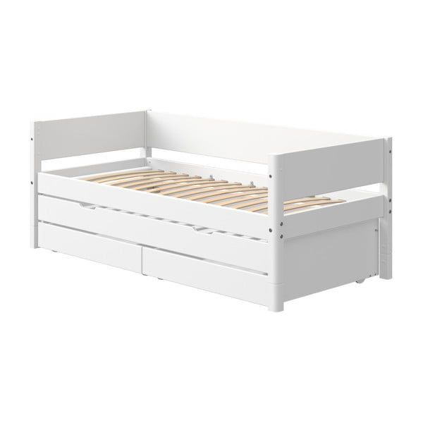 Бяло детско легло с допълнително разтегателно легло и място за съхранение , 90 x 200 cm White - Flexa