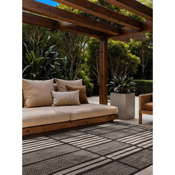 Черен/кремав килим за открито и закрито 200x300 cm Haringey Allington – Ted Baker-image-1