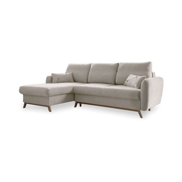 Бежов ъглов разтегателен диван, ляв ъгъл Scandic Lagom - Miuform