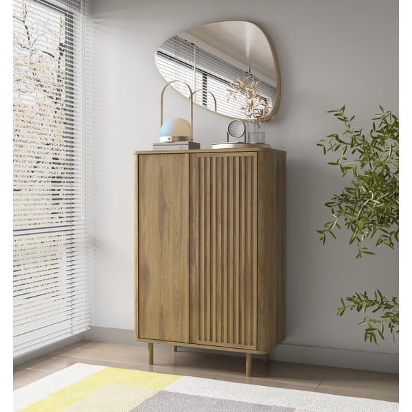 Шкафче от дъбов декор  в естествен цвят 86x130x40 cm Salma – Marckeric-image-1