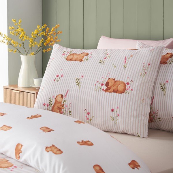 Двойно  спално бельо в естествен цвят 200x200 cm Happy Capy(bara) – Catherine Lansfield-image-2