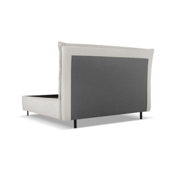 Светлосиво двойно тапицирано легло с място за съхранение с включена подматрачна рамка 160x200 cm Armie – Milo Casa-image-3