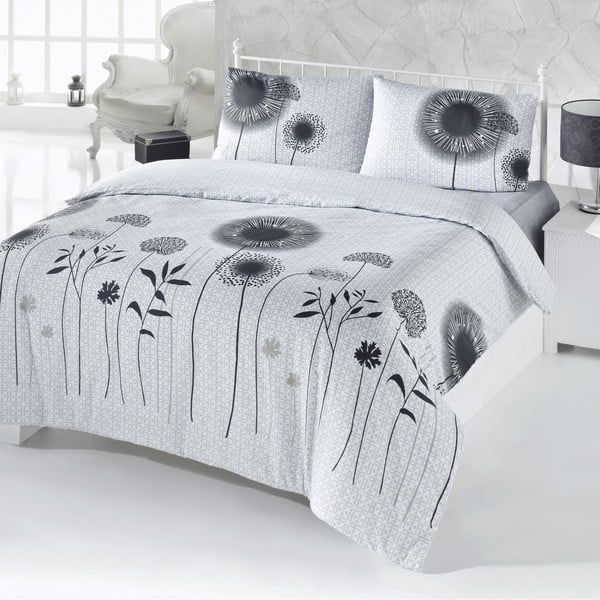 Спално бельо с чаршаф Бяло и черно, 200 x 220 cm - Mijolnir