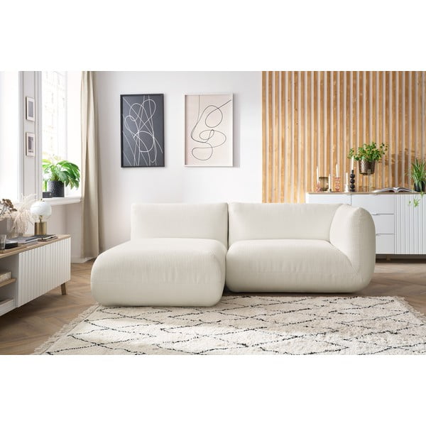 Ъглов диван от бял велур (ляв ъгъл) Lecomte - Bobochic Paris-image-1