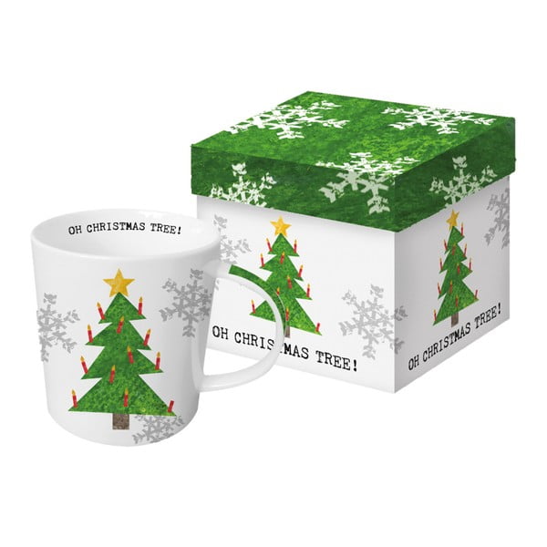 Чаша от костен порцелан с коледен мотив в подаръчна кутия Oh Christmas Tree, 350 ml - PPD