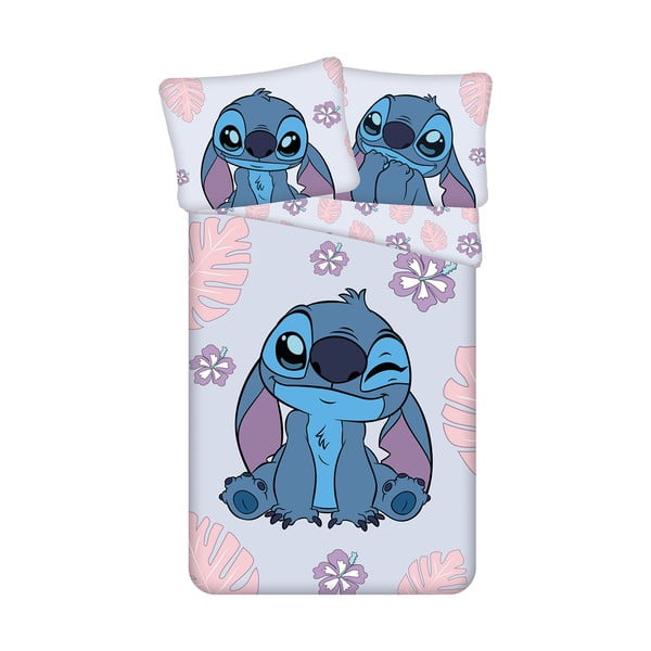 Синьо-лилаво единично памучно детско спално бельо 140x200 cm Lilo and Stitch "Cute" – Jerry Fabrics