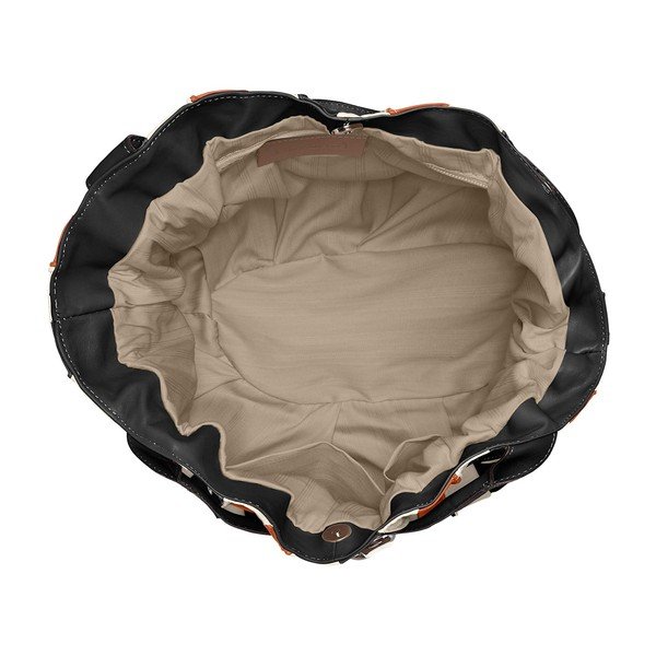 Карамелено кафяво-черна кожена чанта Jenn - Chicca Borse-image-2