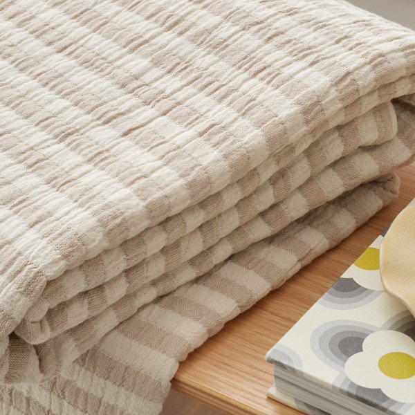 Памучно одеяло в естествен цвят 150x200 cm Cotton Muslin Stripe – Bianca-image-2