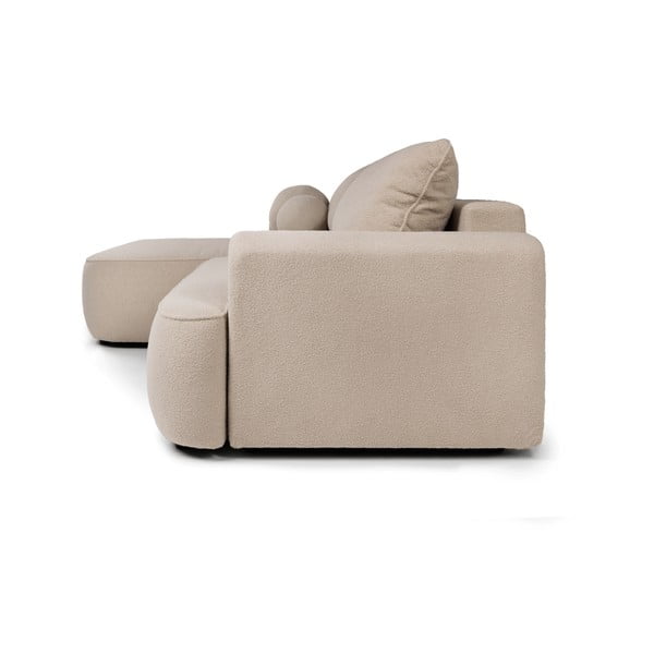 Бежов разтегателен ъглов диван от букле (ляв ъгъл) Quinoa – Bonami Selection-image-3