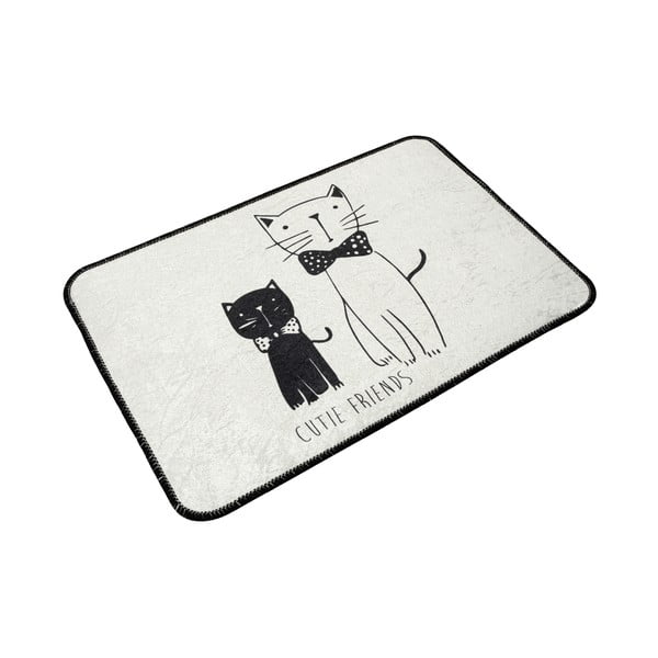 Бяла/черна постелка за баня 60x40 cm Little Cats - Foutastic