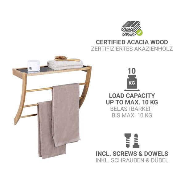 Стенна дървена поставка за кърпи в тъмно естествен цвят Fondi – Wenko-image-2