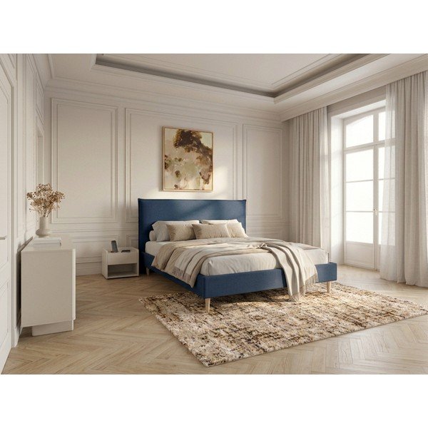 Синьо тапицирано двойно легло с решетка 160x200 cm Sary - Bobochic Paris-image-3