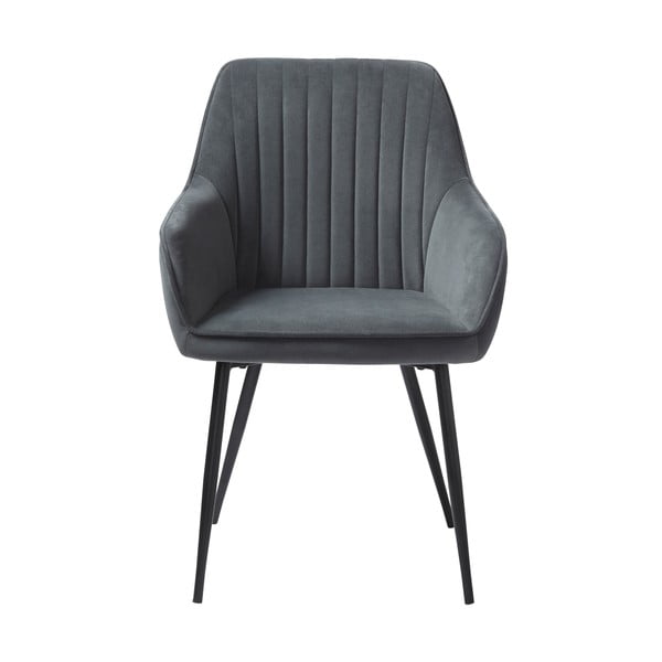 Сиви тапицирани трапезни столове в комплект с подлакътници 2 бр. Nolan Stripe – Unique Furniture-image-1