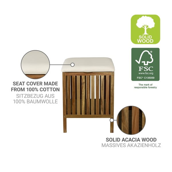 Дървен кош за пране в тъмно естествен цвят 38 l Fondi – Wenko-image-2