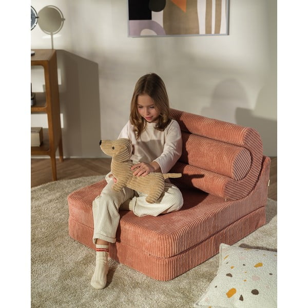 Розов детски стол от рипсено кадифе Flipster – Wigiwama-image-3