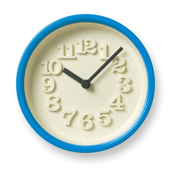Nástěnné hodiny se světle modrým rámem Lemnos Clock Chiisana, ⌀ 12,2 cm