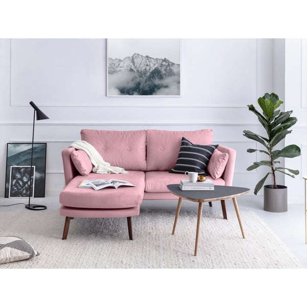Светлорозов триместен диван Елена с шезлонг в левия ъгъл - Mazzini Sofas-image-1
