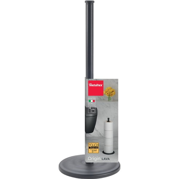 Матово черна стоманена поставка за тоалетна хартия Lava – Metaltex-image-3