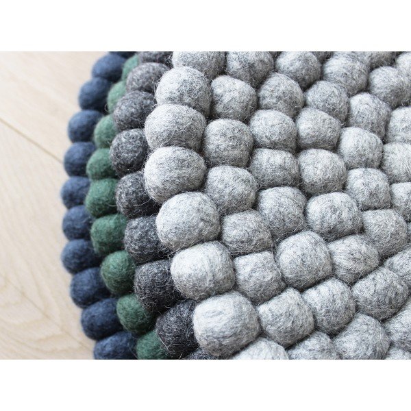 Тъмно синя подложка за стол от вълна с топка за бебета, ⌀ 30 cm - Wooldot-image-1