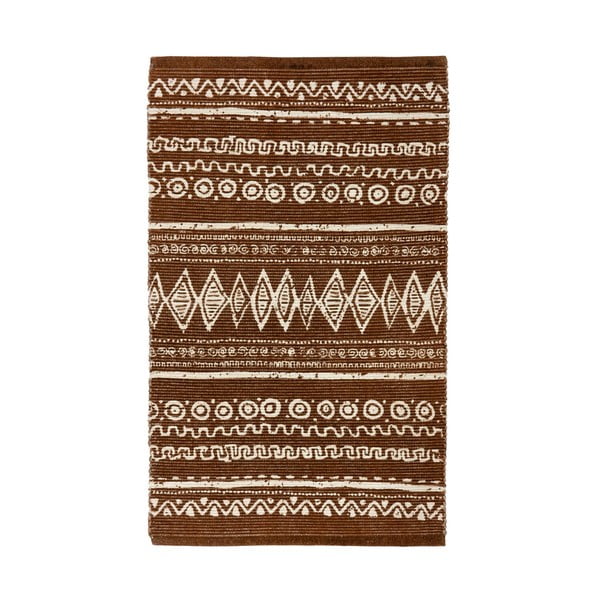 Кафяв и бял памучен килим , 55 x 110 cm Ethnic - Webtappeti