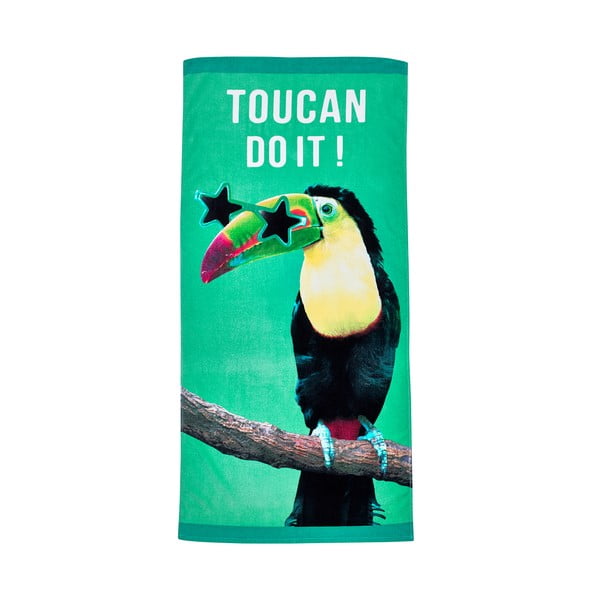 Зелена памучена плажна кърпа 76x160 cm Toucan Do It – Catherine Lansfield