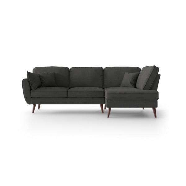 Антрацитен ъглов диван , десен ъгъл Auteuil - My Pop Design