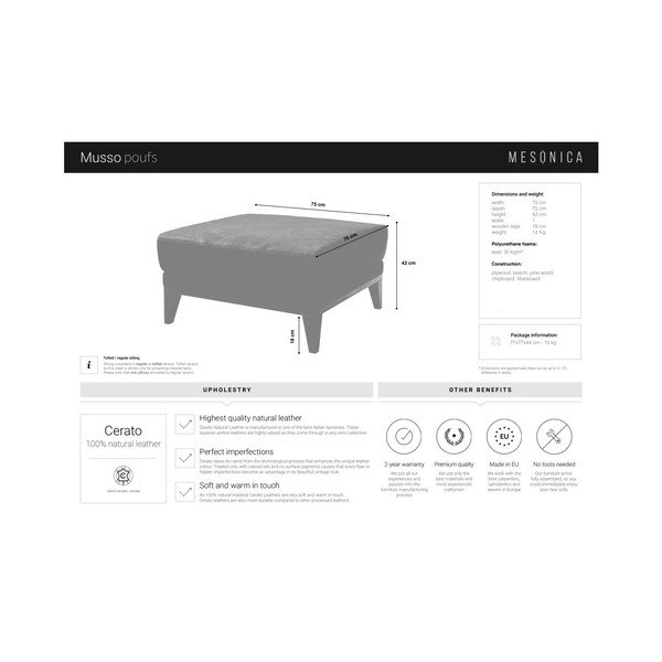 Коняк кафяв кожен отоман Musso - MESONICA-image-3