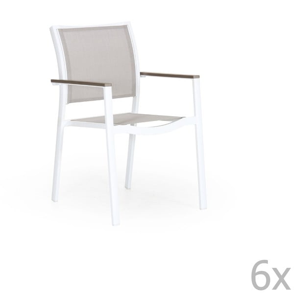 Sada 6 bílých zahradních židlí Brafab Scilla