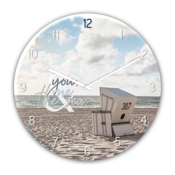 Стъклен стенен часовник The Se, ø 30 cm The Sea - Styler