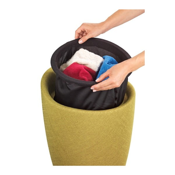 Zelený koš na prádlo a taburetka v jednom Wenko Linen Look, 20 l-image-3