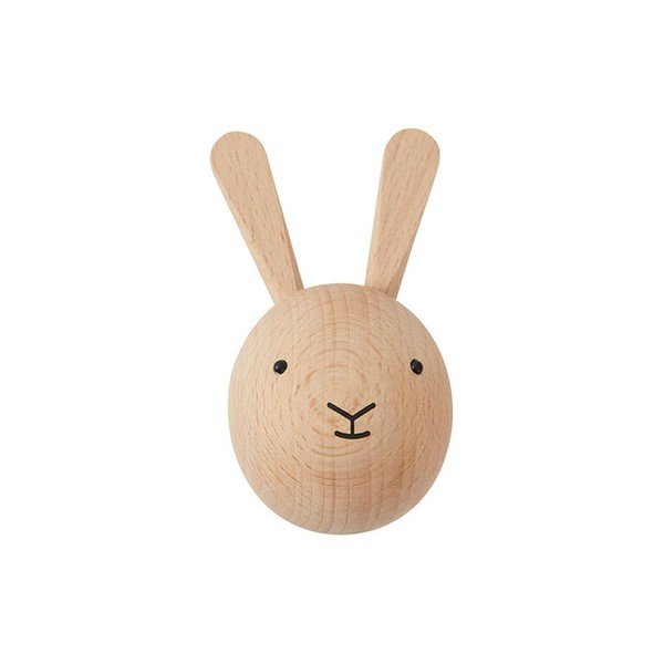 Стенна кука от масивен бук в естествен цвят Rabbit – OYOY Mini