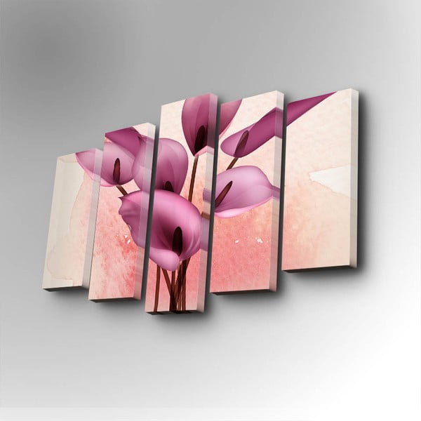 Картина от няколко части "Розово цвете", 82 x 50 cm - Unknown
