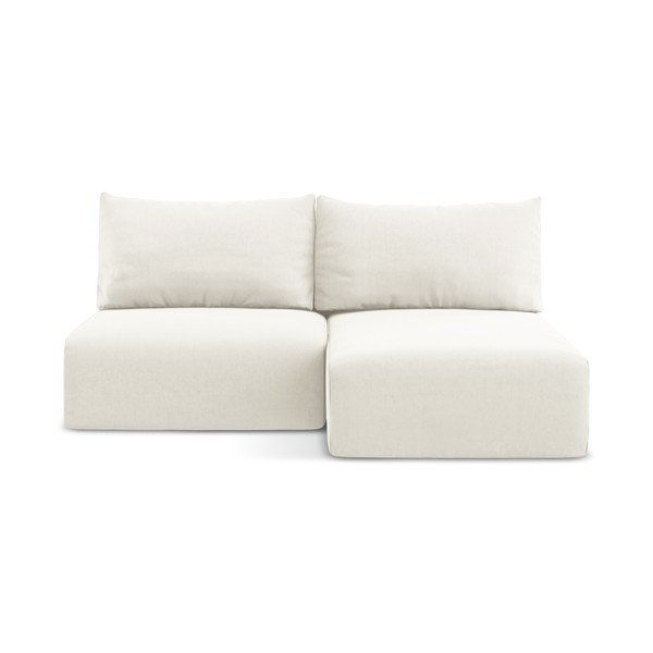 Кремав кадифен сгъваем/с място за съхранение ъглов диван (десен ъгъл) Kalena – Makamii