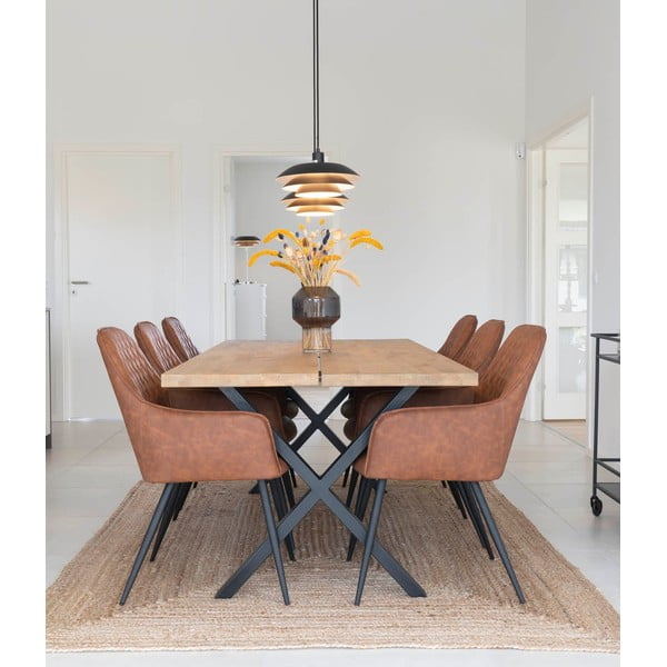 Кафяви тапицирани трапезни столове в комплект с подлакътници 2 бр. Harbo – House Nordic-image-1