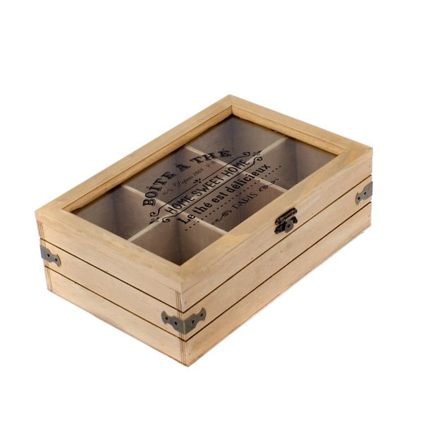 Дървена кутия за чай с 6 отделения Mia, 24 x 16 cm - Dakls